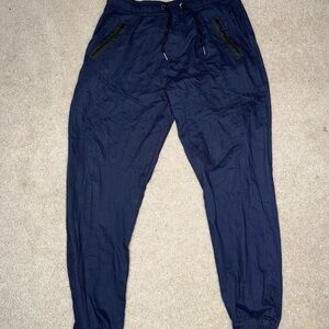 Men's Dark Blue Jogger Pants with Zipper Pockets